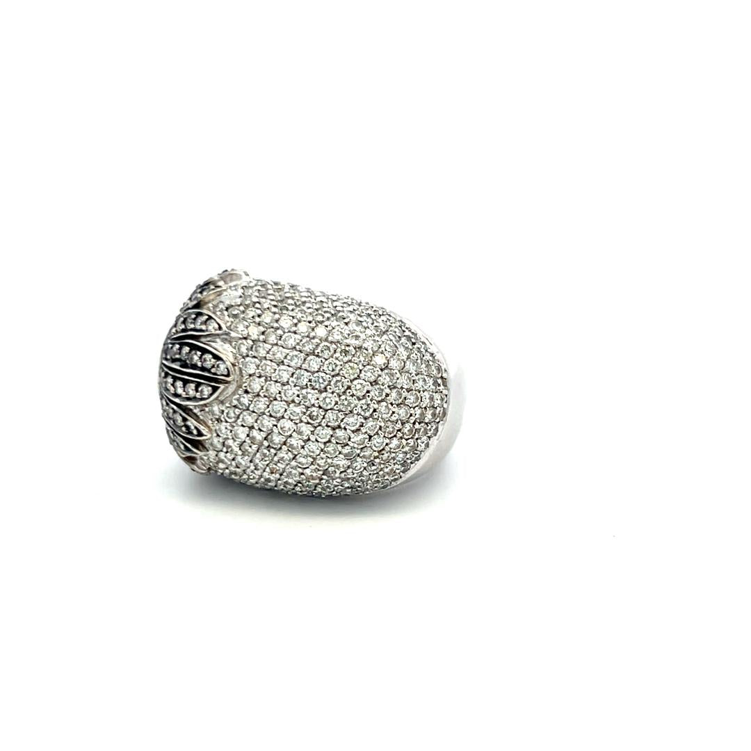 2.80 Carat Round Diamond 0.75 Carat Round Sapphire 18K WG Cocktail Ring