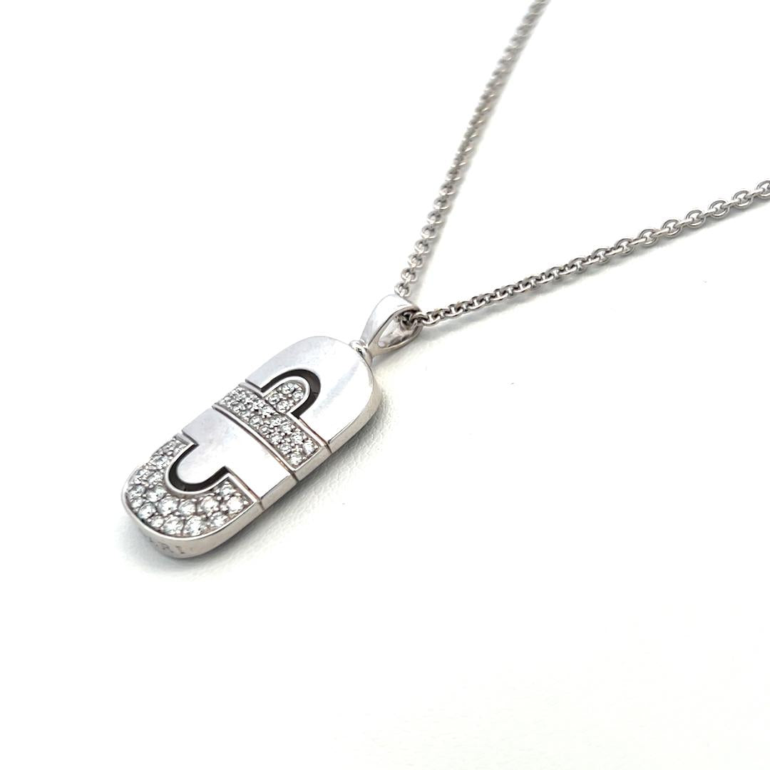 Bvlgari 0.50 Carat Round Brilliant Diamond 18 Karat White Gold Pendant Necklace