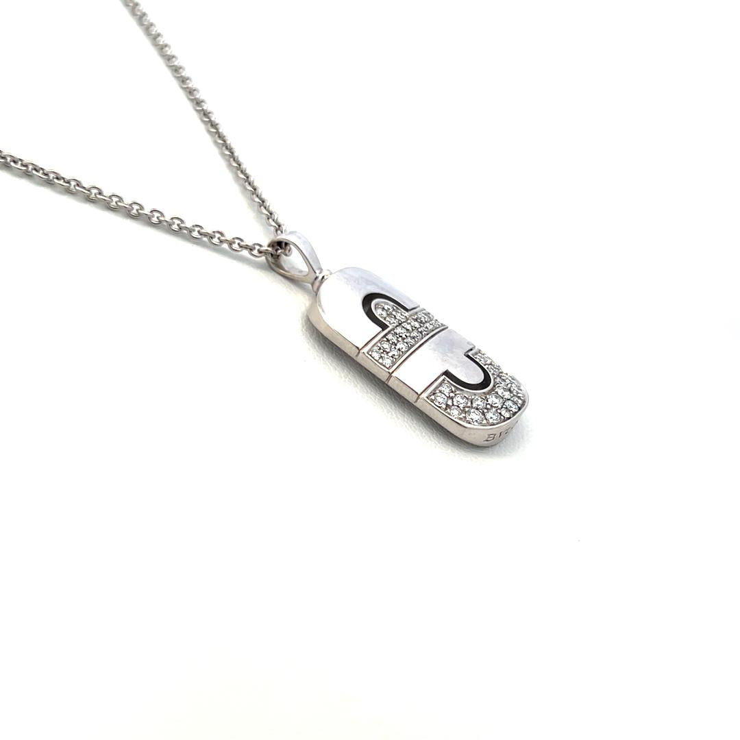 Bvlgari 0.50 Carat Round Brilliant Diamond 18 Karat White Gold Pendant Necklace