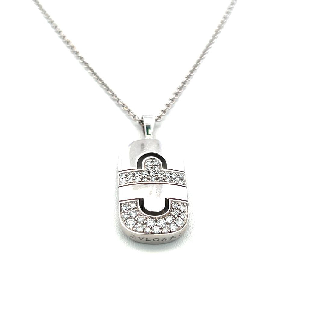Bvlgari 0.50 Carat Round Brilliant Diamond 18 Karat White Gold Pendant Necklace
