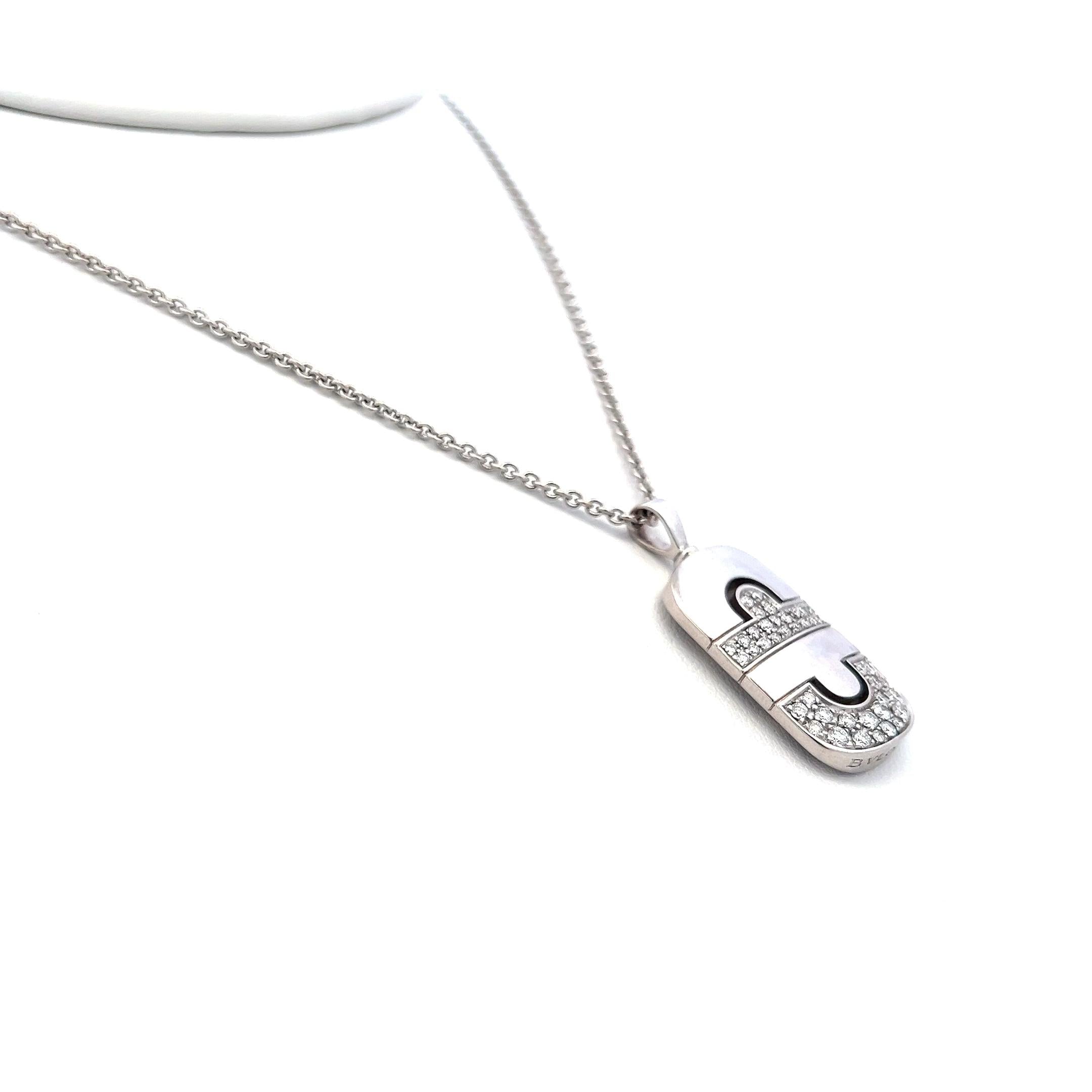 Bvlgari 0.50 Carat Round Brilliant Diamond 18 Karat White Gold Pendant Necklace
