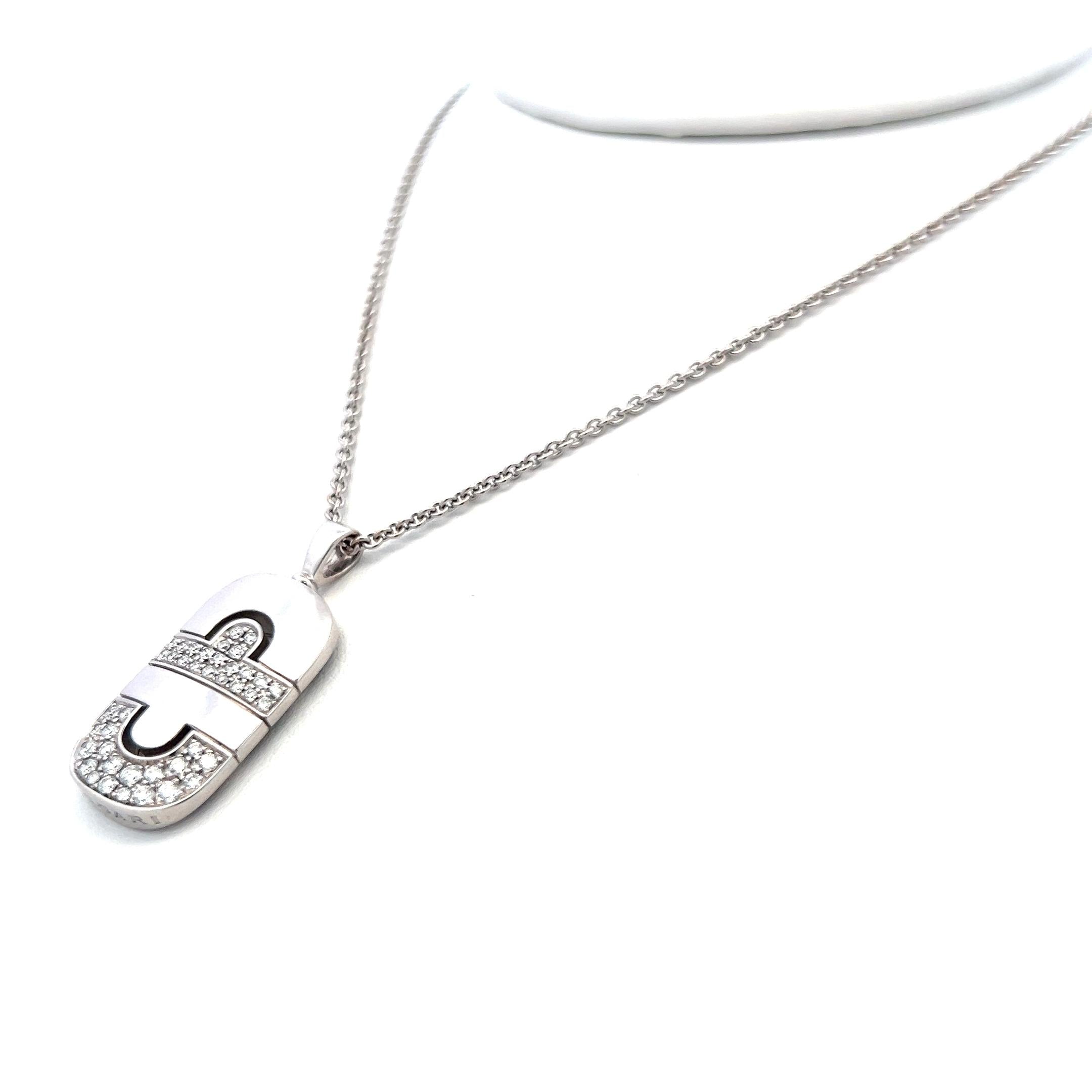 Bvlgari 0.50 Carat Round Brilliant Diamond 18 Karat White Gold Pendant Necklace