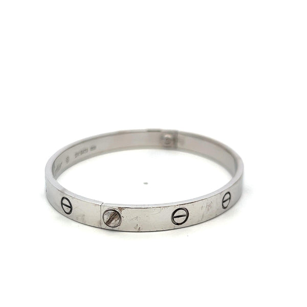Cartier 18 Karat White Gold Love Bracelet Size 19 with Box
