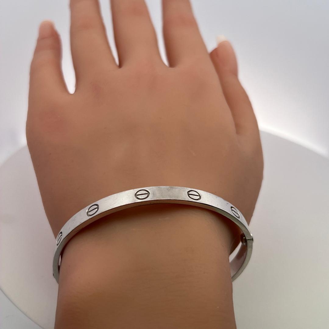 Cartier 18 Karat White Gold Love Bracelet Size 19 with Box