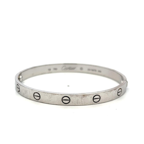 Cartier 18 Karat White Gold Love Bracelet Size 19 with Box
