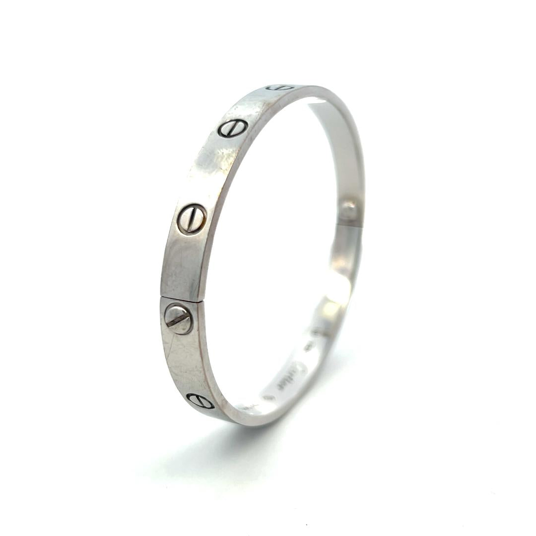 Cartier 18 Karat White Gold Love Bracelet Size 19 with Box