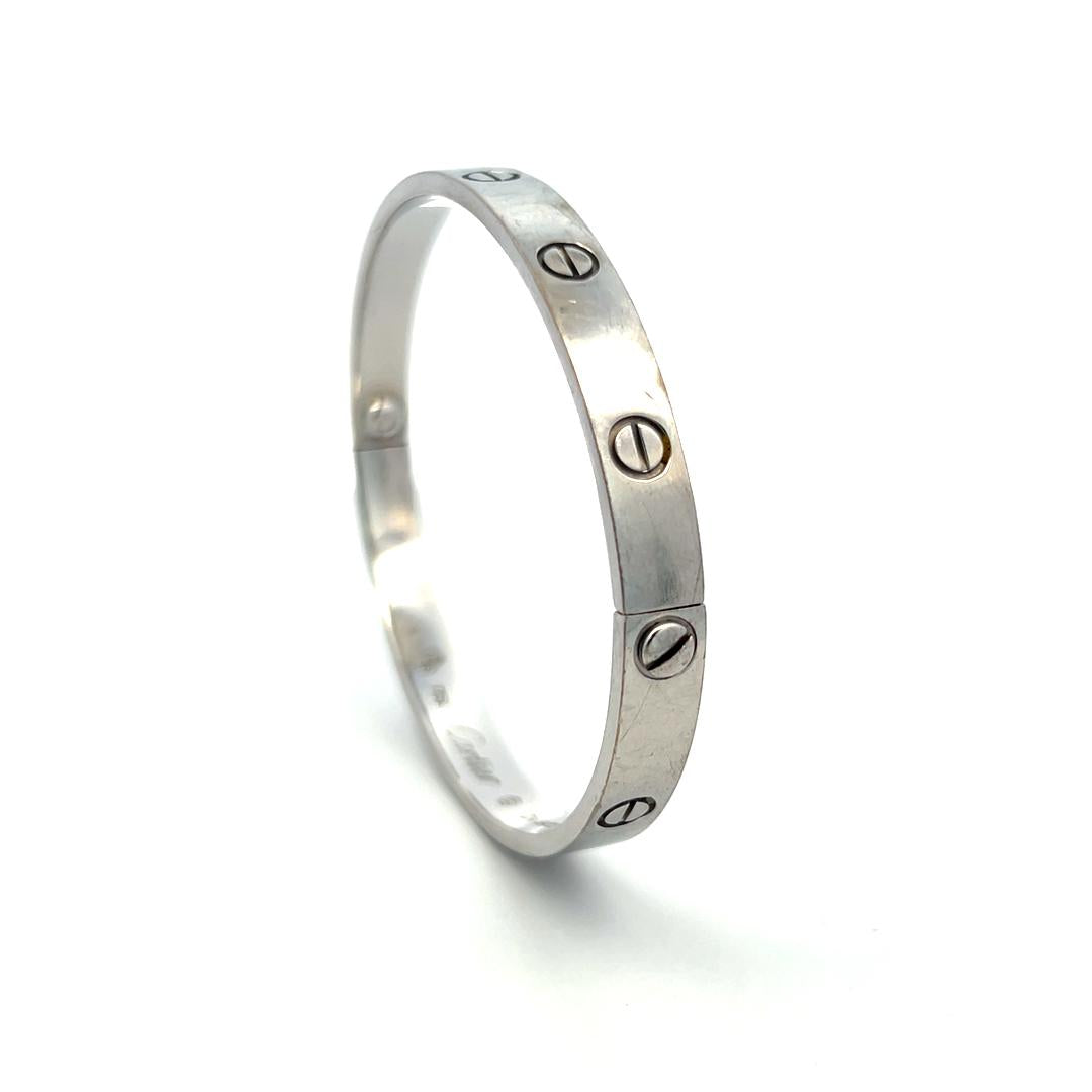 Cartier 18 Karat White Gold Love Bracelet Size 19 with Box