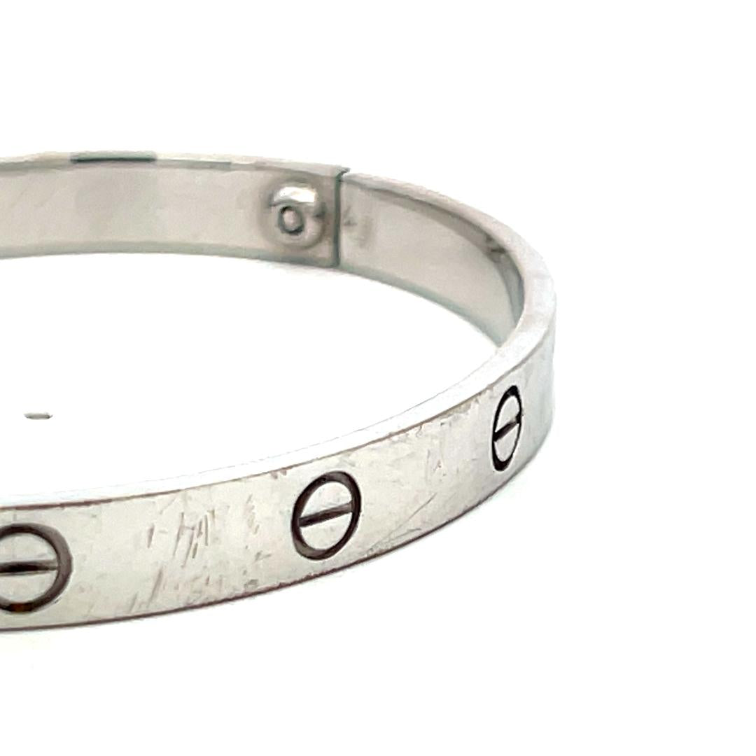 Cartier 18 Karat White Gold Love Bracelet Size 19 with Box