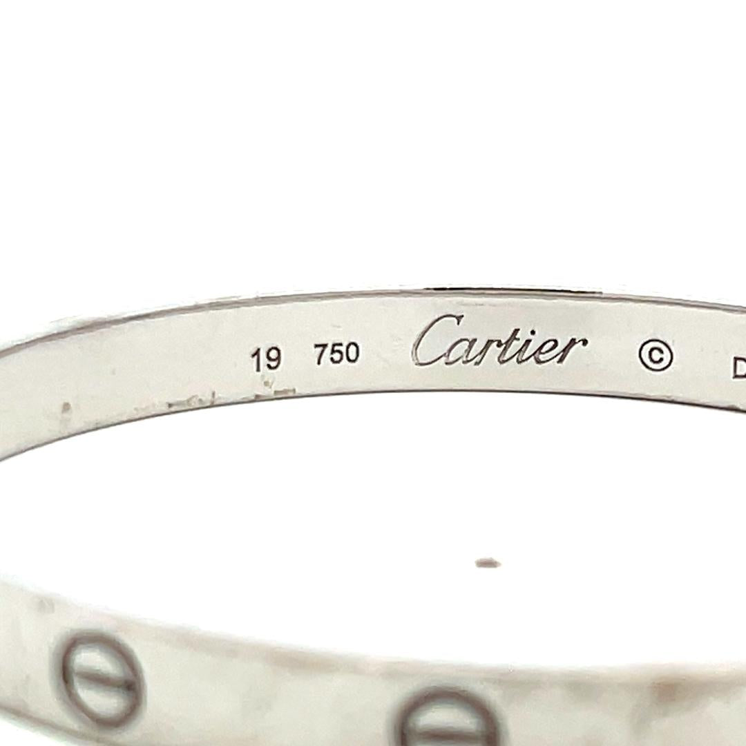 Cartier 18 Karat White Gold Love Bracelet Size 19 with Box