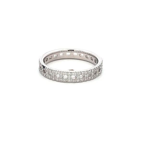 Tiffany & Co 0.23 Carat Round Brilliant Diamond 18 Karat White Gold Band Ring