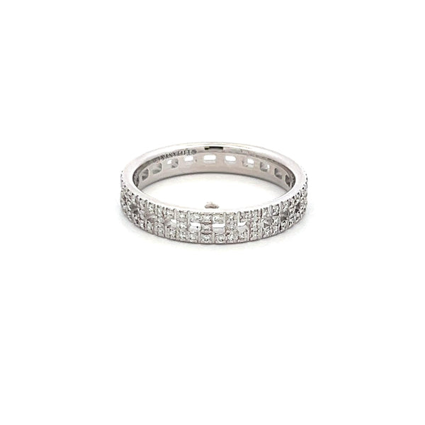 Tiffany & Co 0.23 Carat Round Brilliant Diamond 18 Karat White Gold Band Ring