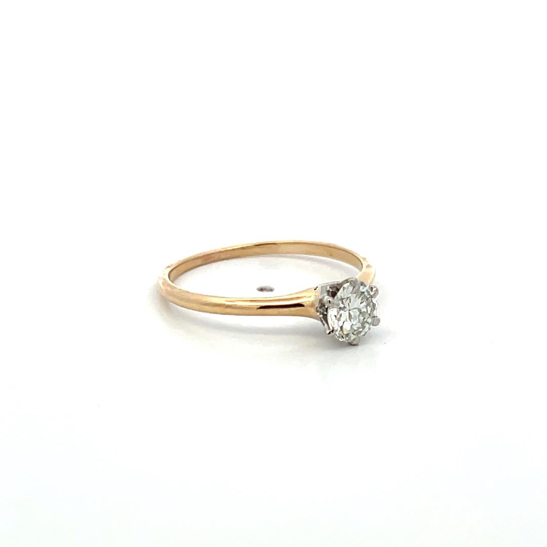 0.45 Carat Circular Brilliant Cut Diamond 14 Karat Yellow Gold Engagement Ring