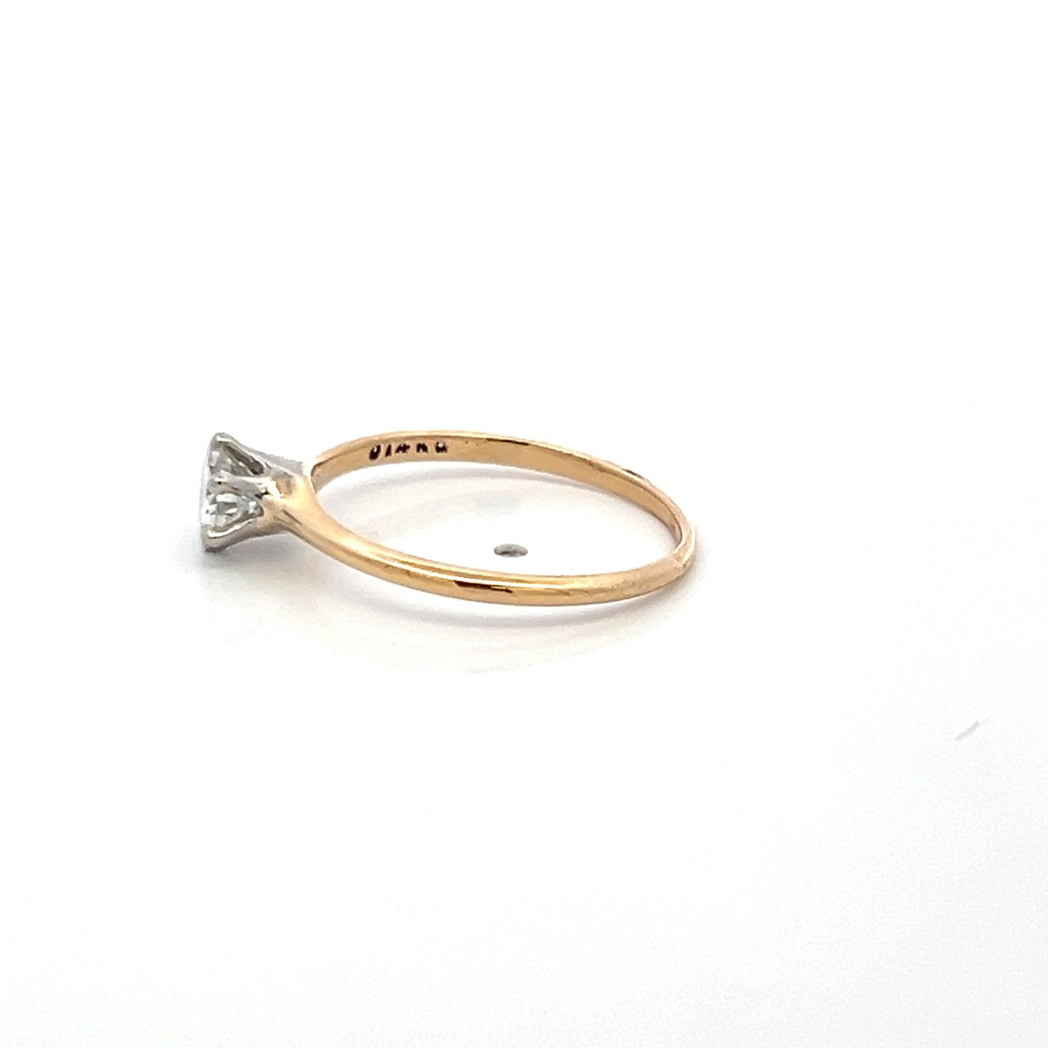 0.45 Carat Circular Brilliant Cut Diamond 14 Karat Yellow Gold Engagement Ring