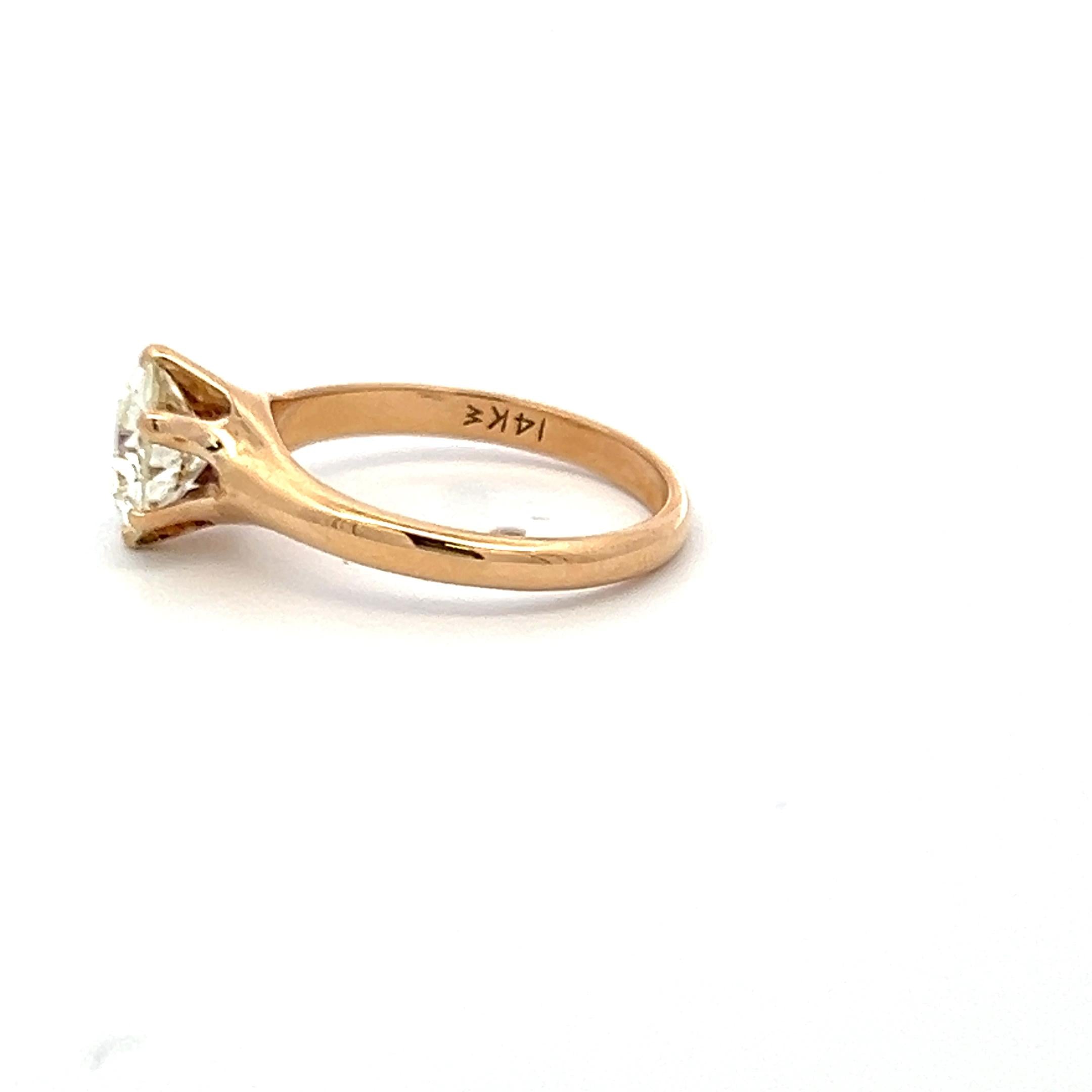 14K Yellow Gold Engagement Ring 1.55 Carat Old European Cut Diamonds O I1 GIA