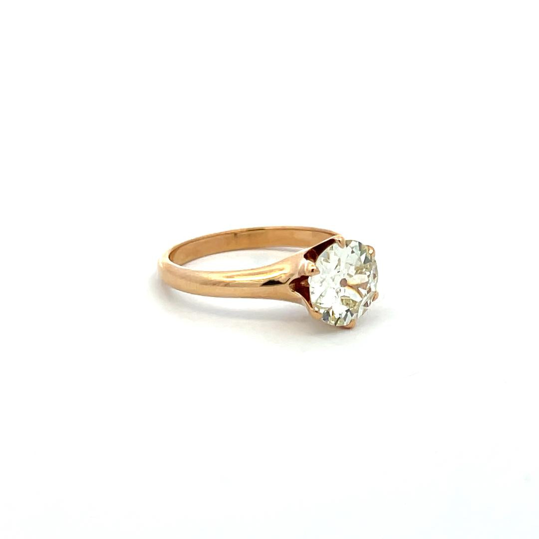 14K Yellow Gold Engagement Ring 1.55 Carat Old European Cut Diamonds O I1 GIA