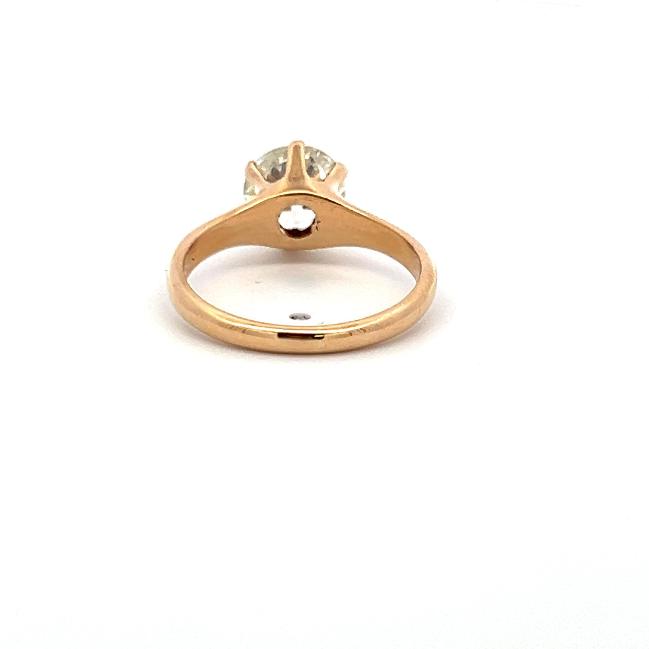 14K Yellow Gold Engagement Ring 1.55 Carat Old European Cut Diamonds O I1 GIA