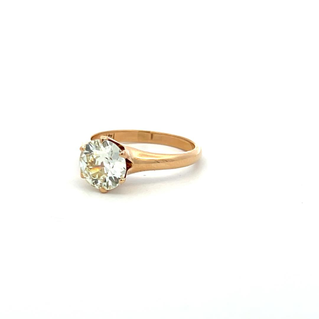 14K Yellow Gold Engagement Ring 1.55 Carat Old European Cut Diamonds O I1 GIA