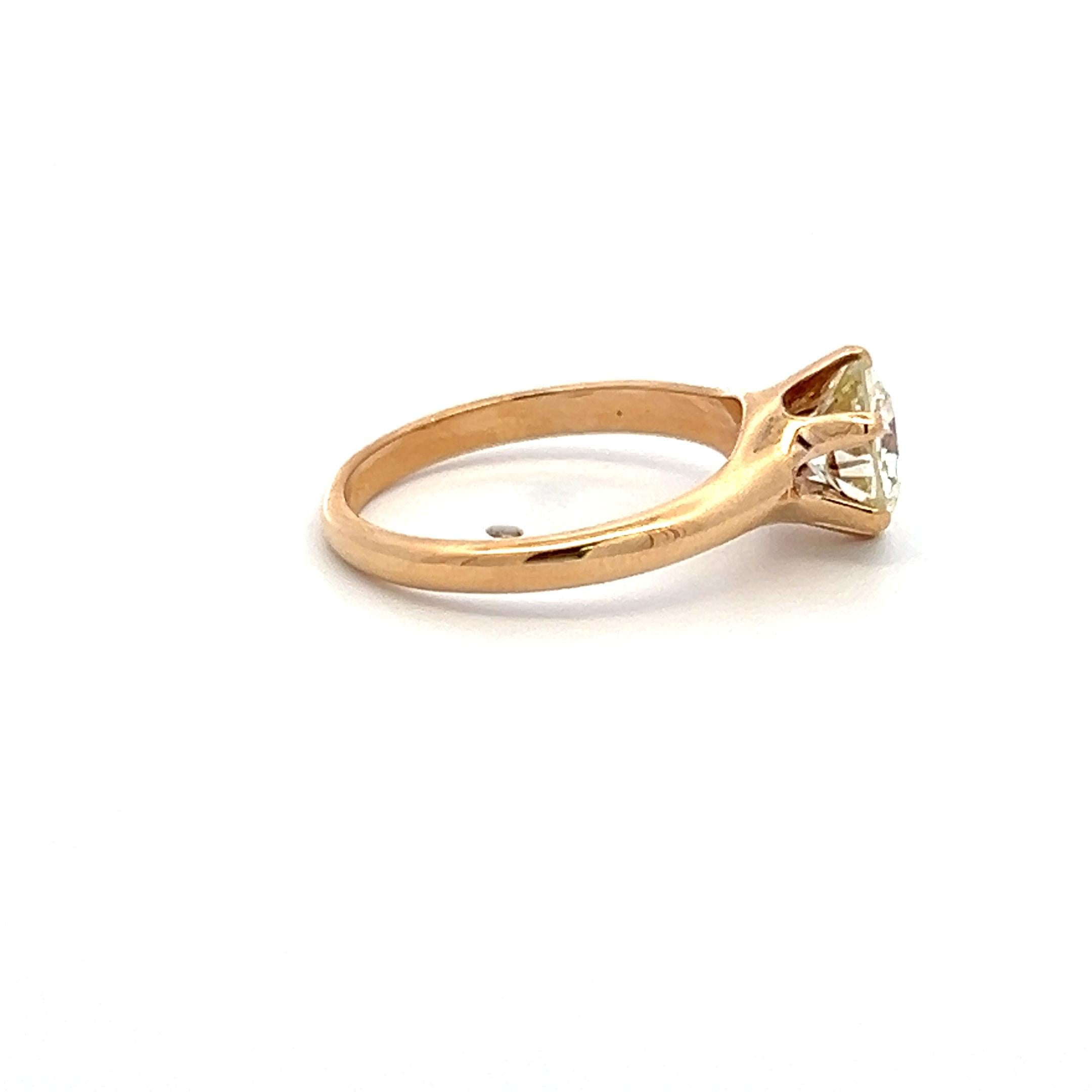 14K Yellow Gold Engagement Ring 1.55 Carat Old European Cut Diamonds O I1 GIA