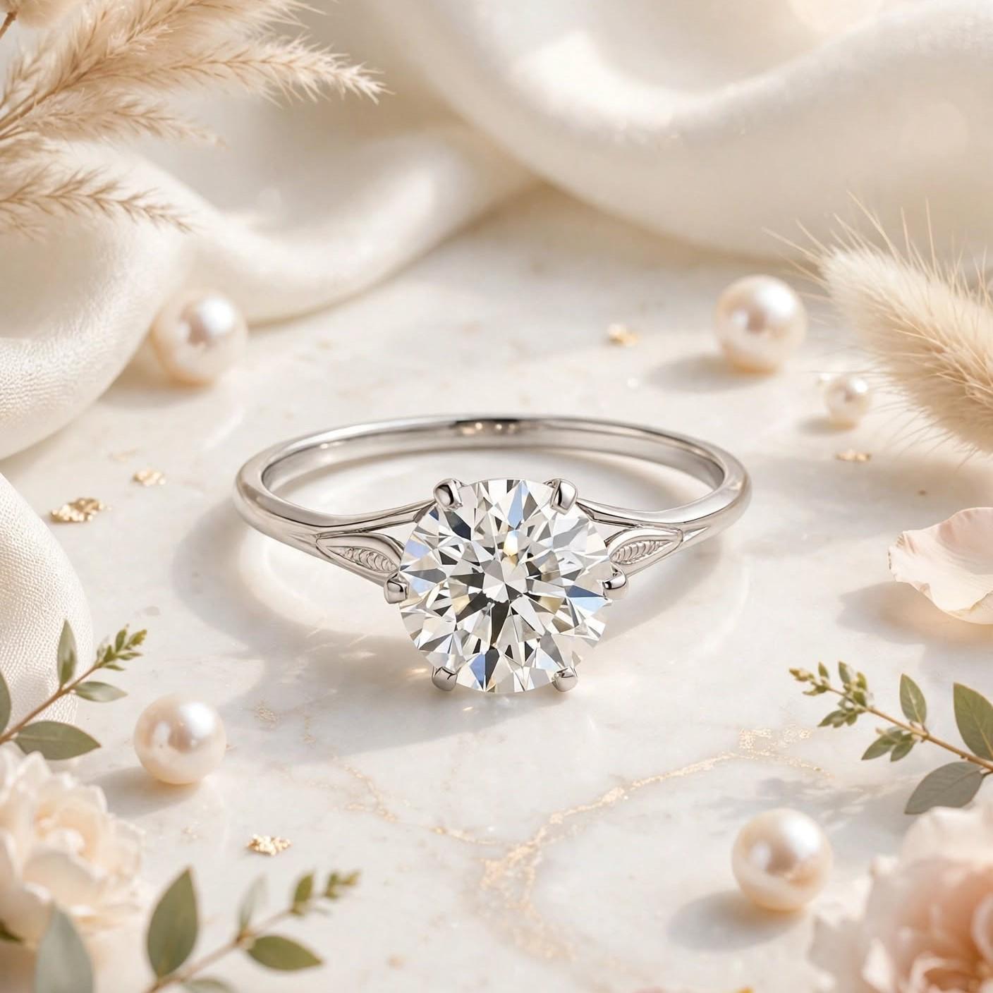Platinum Engagement Ring with 2.28 Carat Old European Cut Diamond L I2 GIA