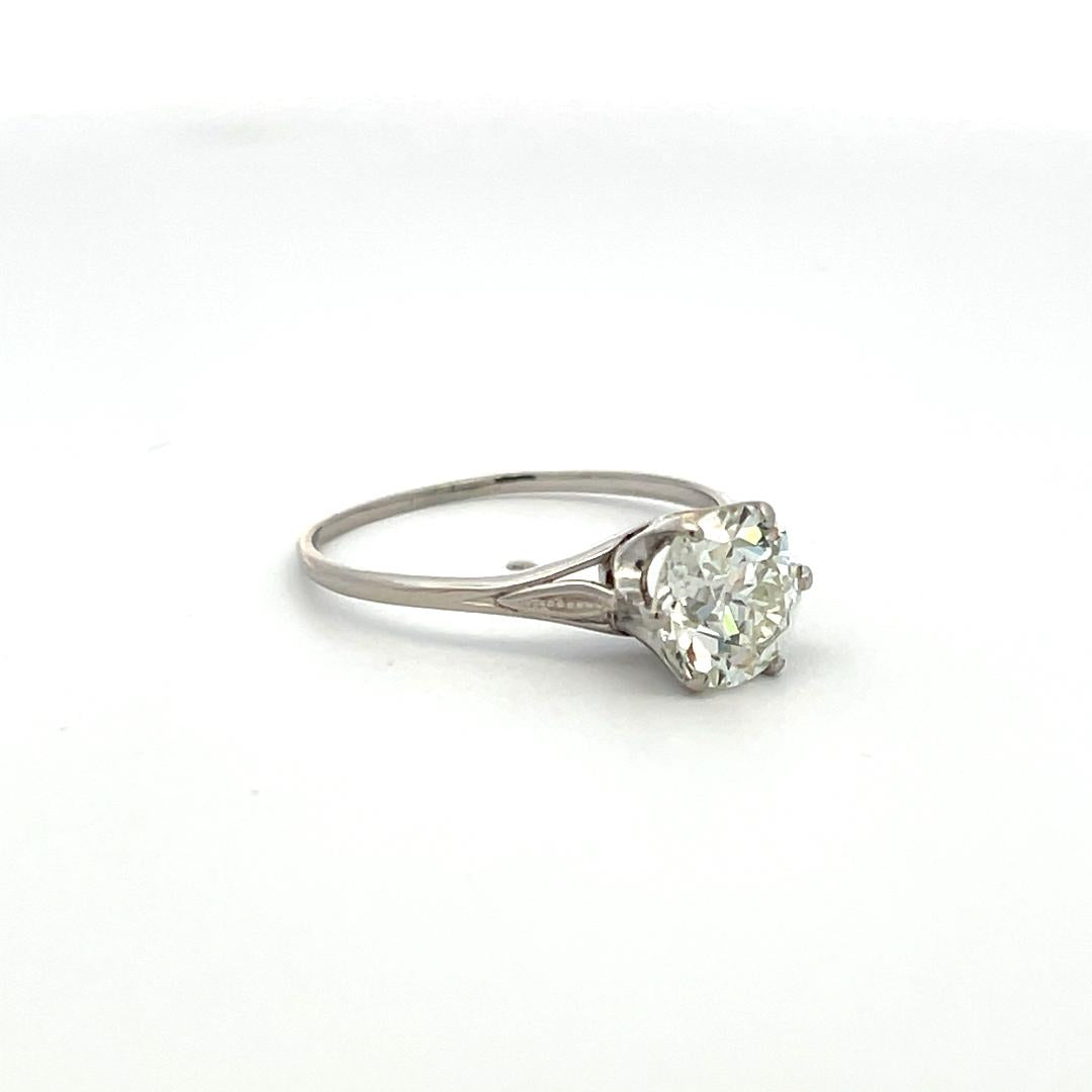 2.28 Carat Old European Cut L I2 Diamond Platinum Engagement Ring