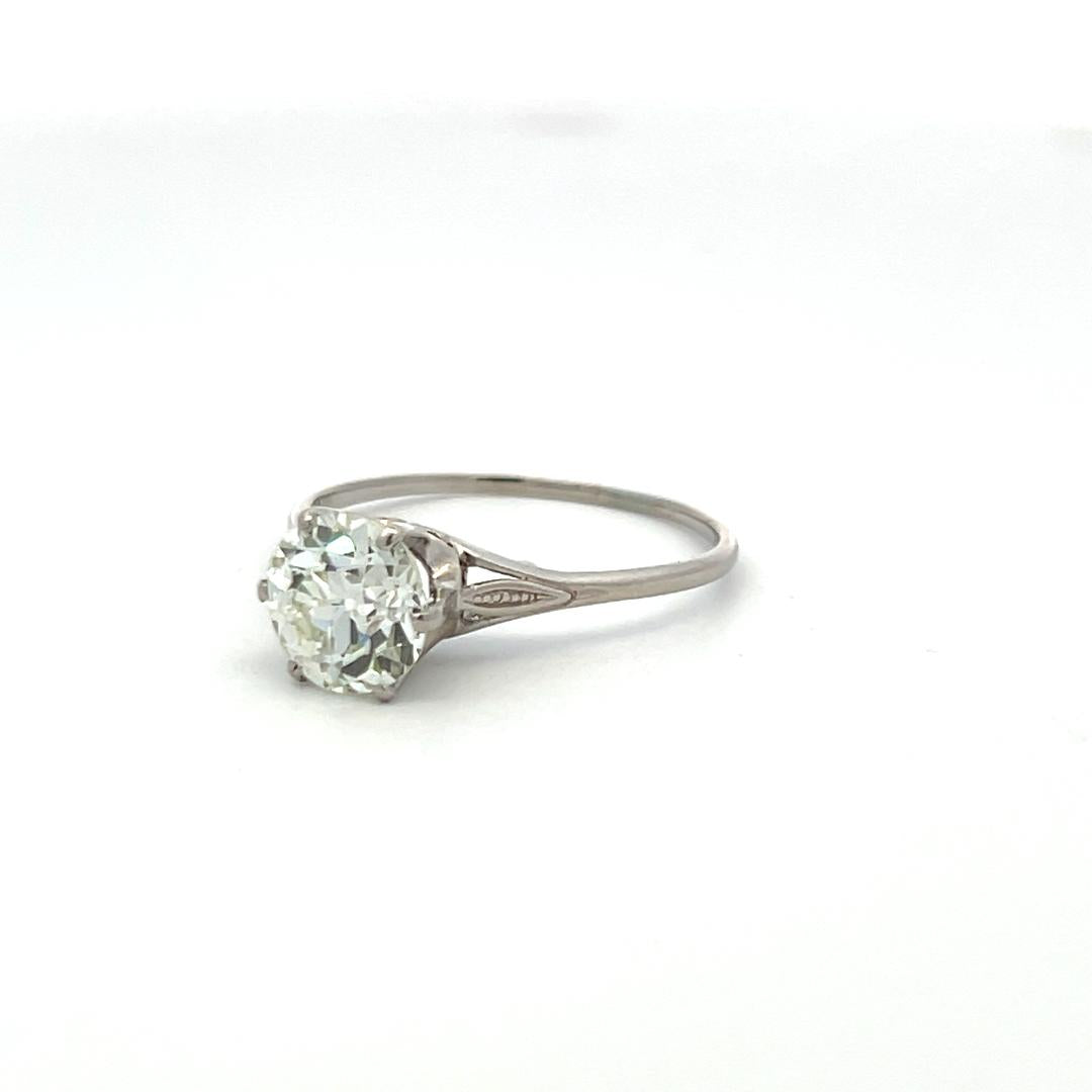 2.28 Carat Old European Cut L I2 Diamond Platinum Engagement Ring