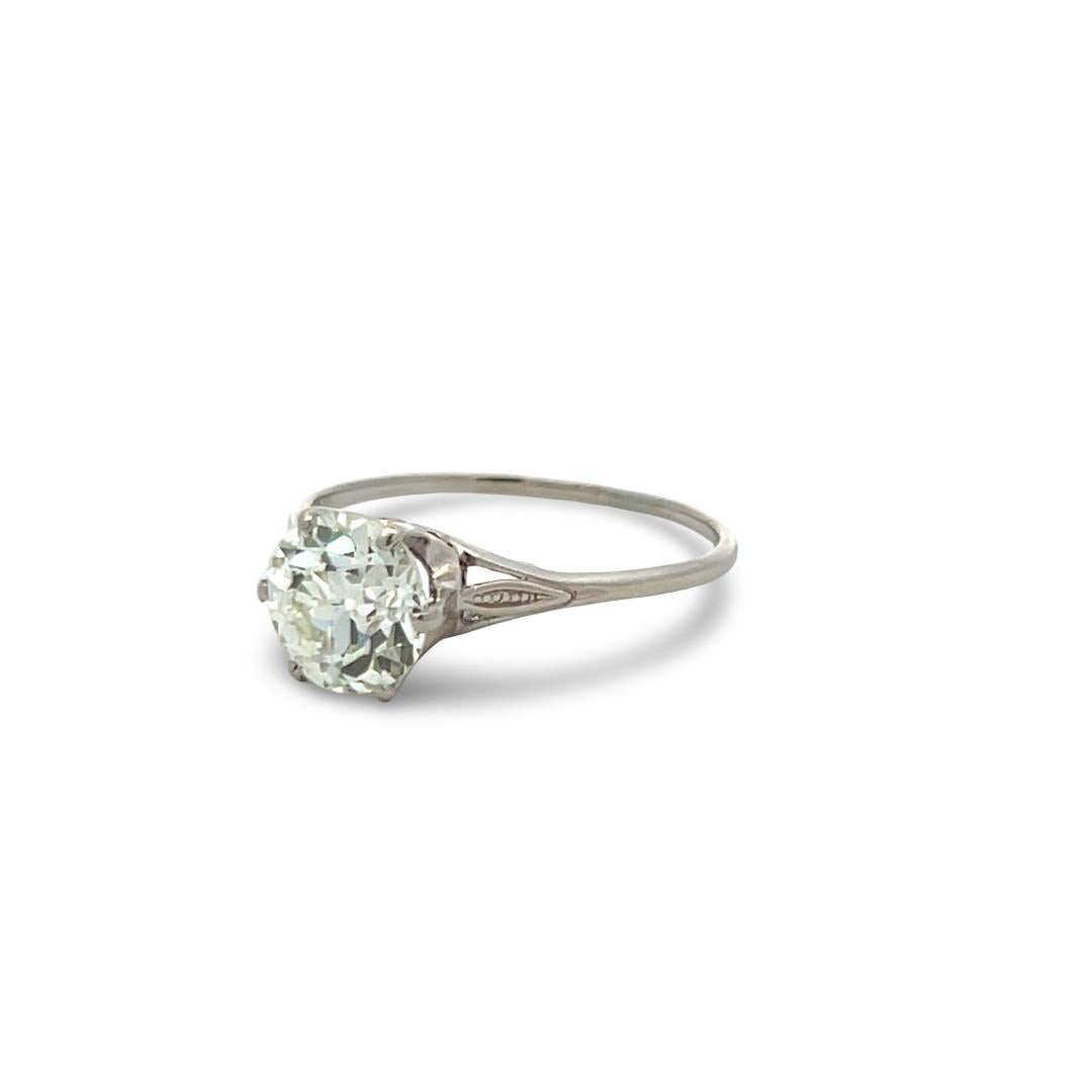 Platinum Engagement Ring with 2.28 Carat Old European Cut Diamond L I2 GIA