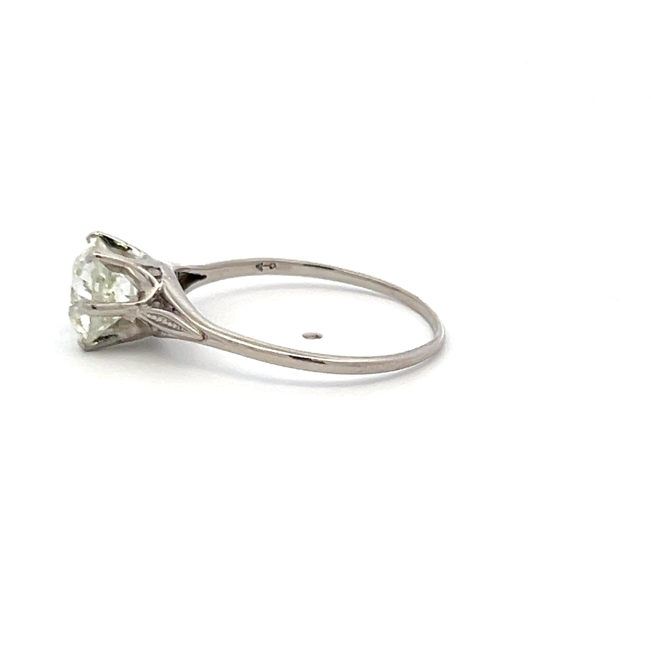 2.28 Carat Old European Cut L I2 Diamond Platinum Engagement Ring
