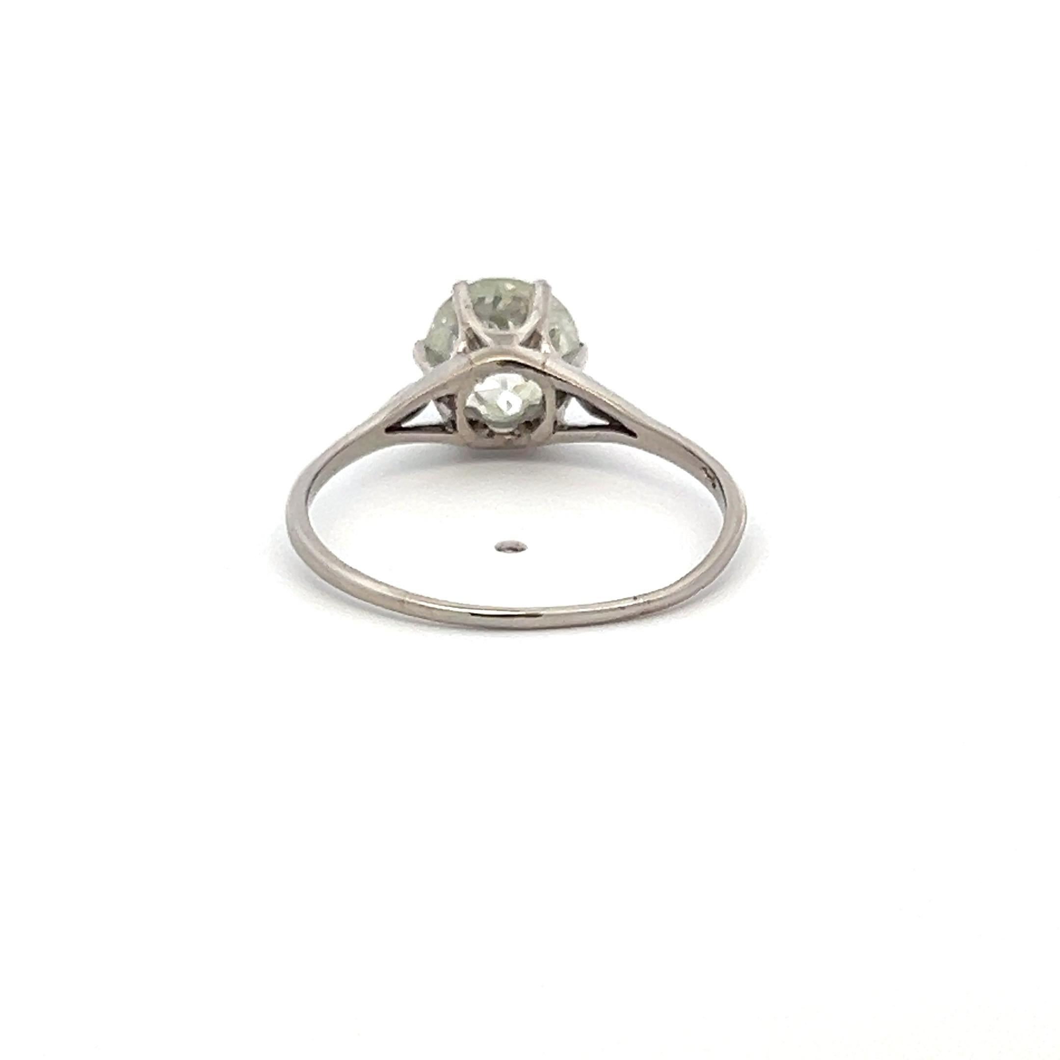 Platinum Engagement Ring with 2.28 Carat Old European Cut Diamond L I2 GIA