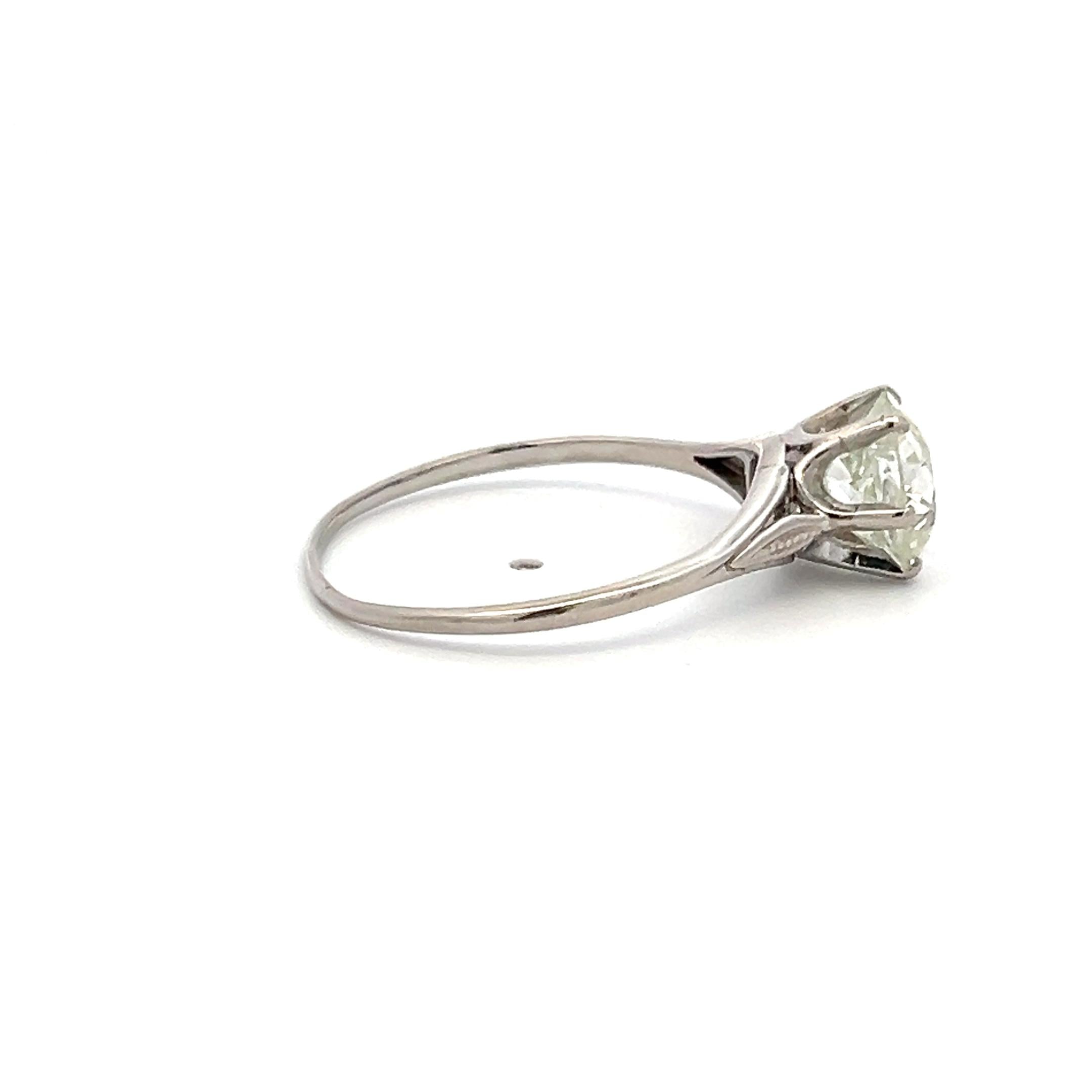 Platinum Engagement Ring with 2.28 Carat Old European Cut Diamond L I2 GIA