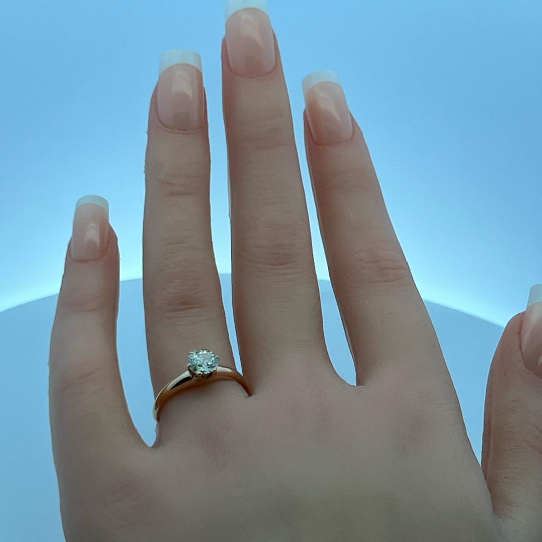0.80 Carat Circular Brilliant Cut Diamond 14 Karat Rose Gold Engagement Ring
