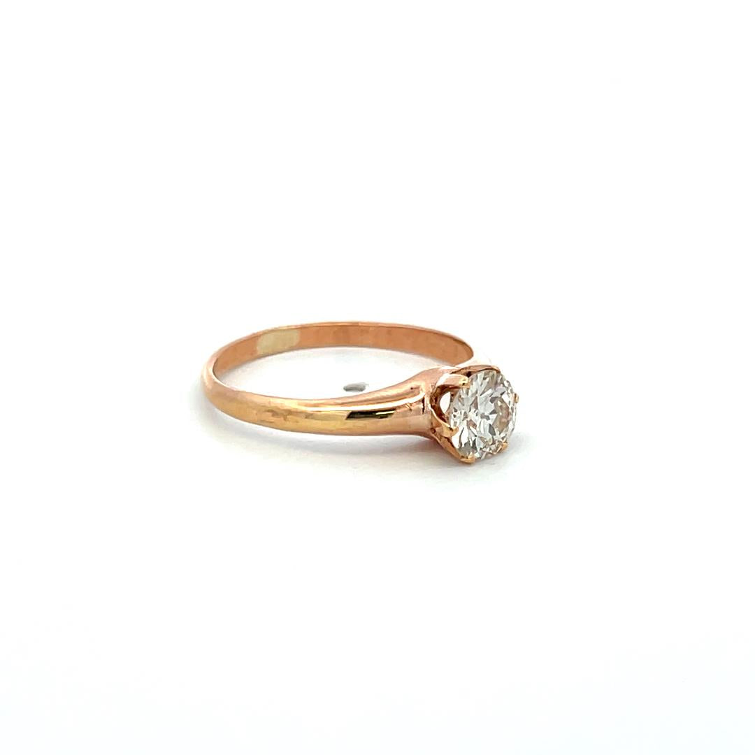 0.80 Carat Circular Brilliant Cut Diamond 14 Karat Rose Gold Engagement Ring