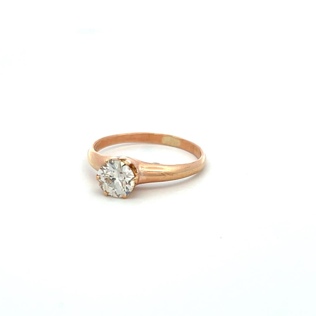 0.80 Carat Circular Brilliant Cut Diamond 14 Karat Rose Gold Engagement Ring