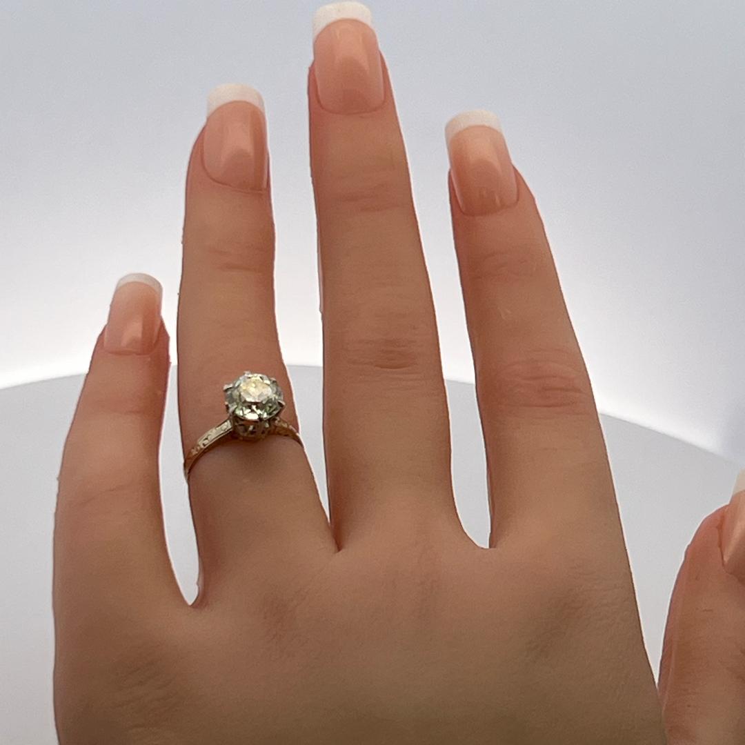 2.07 Carat Old European Cut N VS1 Diamond 14 Karat Yellow Gold Engagement Ring