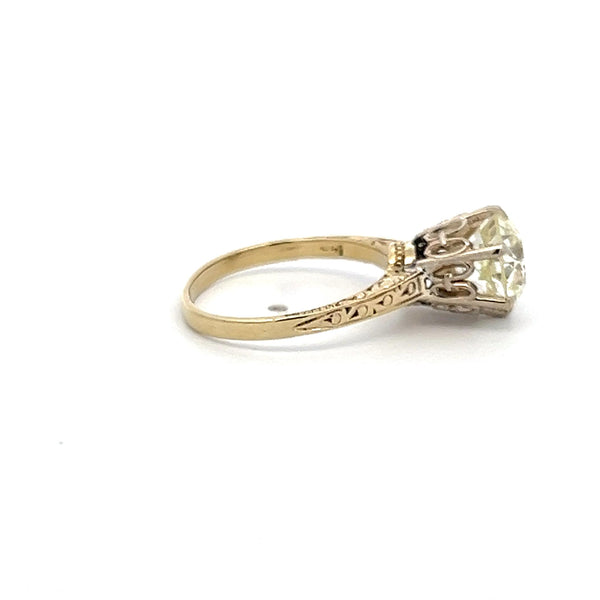 2.07 Carat Old European Cut N VS1 Diamond 14 Karat Yellow Gold Engagement Ring