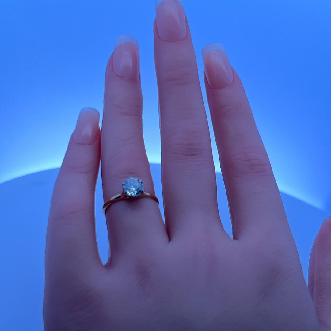 14K Two Tone Gold Engagement Ring with 1.09ct Old European Diamond I VS2 GIA