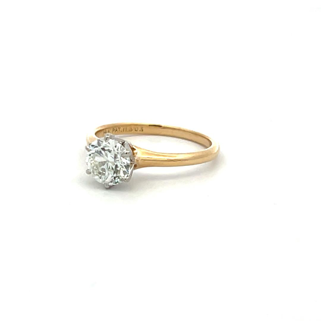 14K Two Tone Gold Engagement Ring with 1.09ct Old European Diamond I VS2 GIA