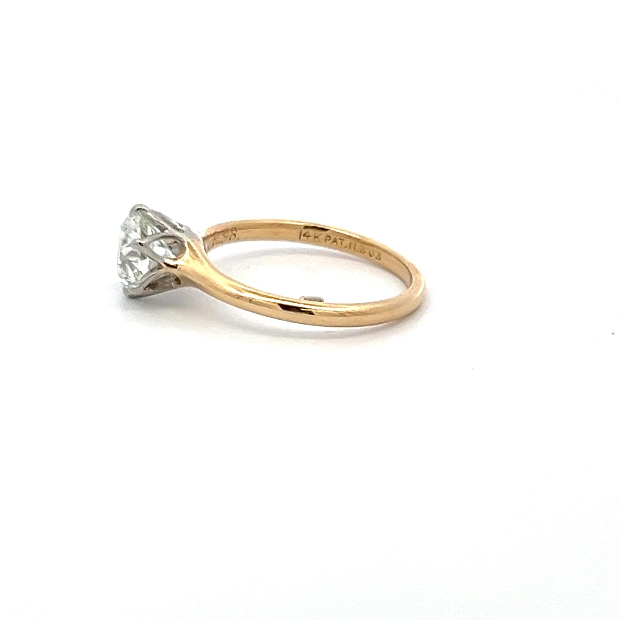 14K Two Tone Gold Engagement Ring with 1.09ct Old European Diamond I VS2 GIA