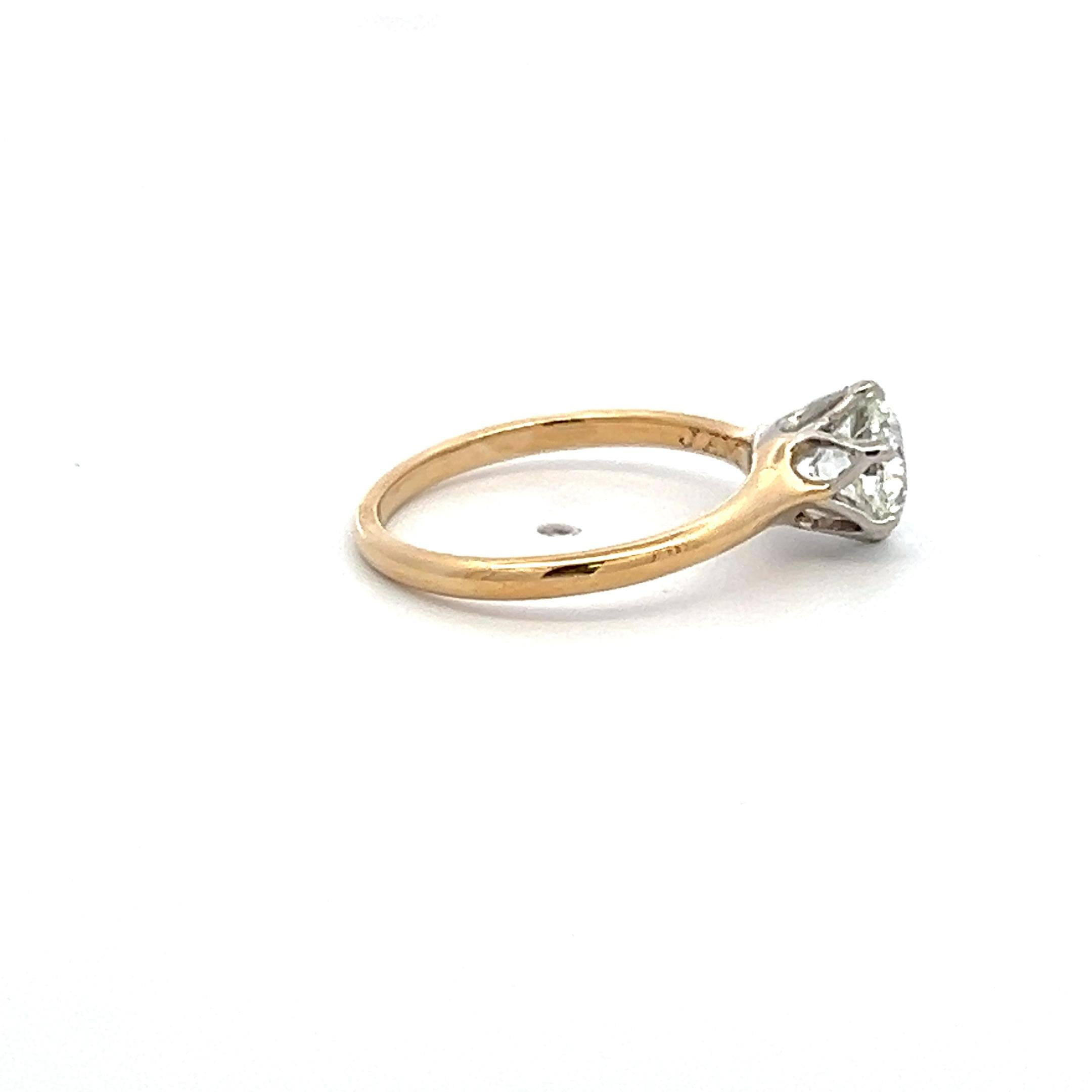 14K Two Tone Gold Engagement Ring with 1.09ct Old European Diamond I VS2 GIA