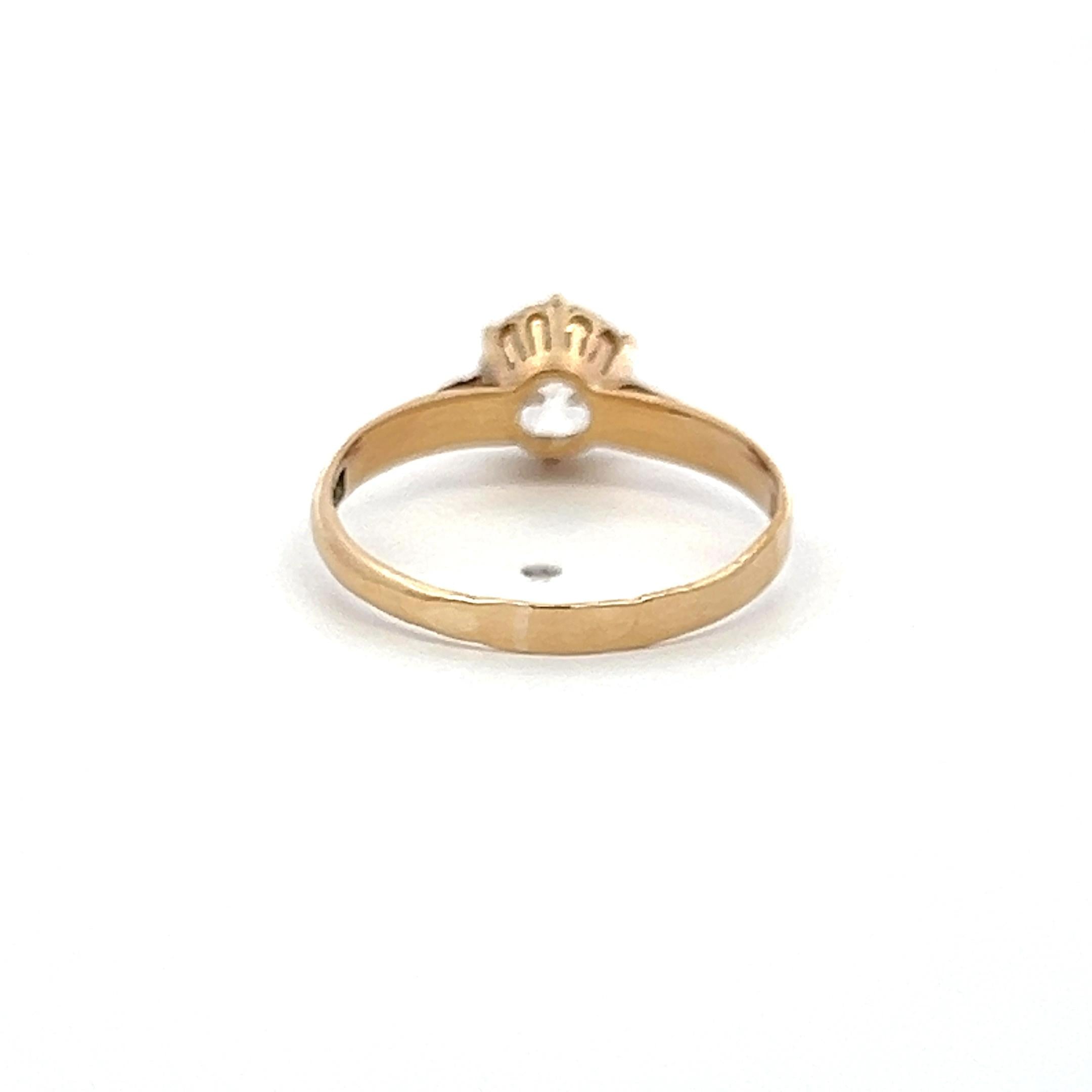 18K Yellow Gold Engagement Ring with 1.02 Carat Old European Diamonds H SI2 GIA