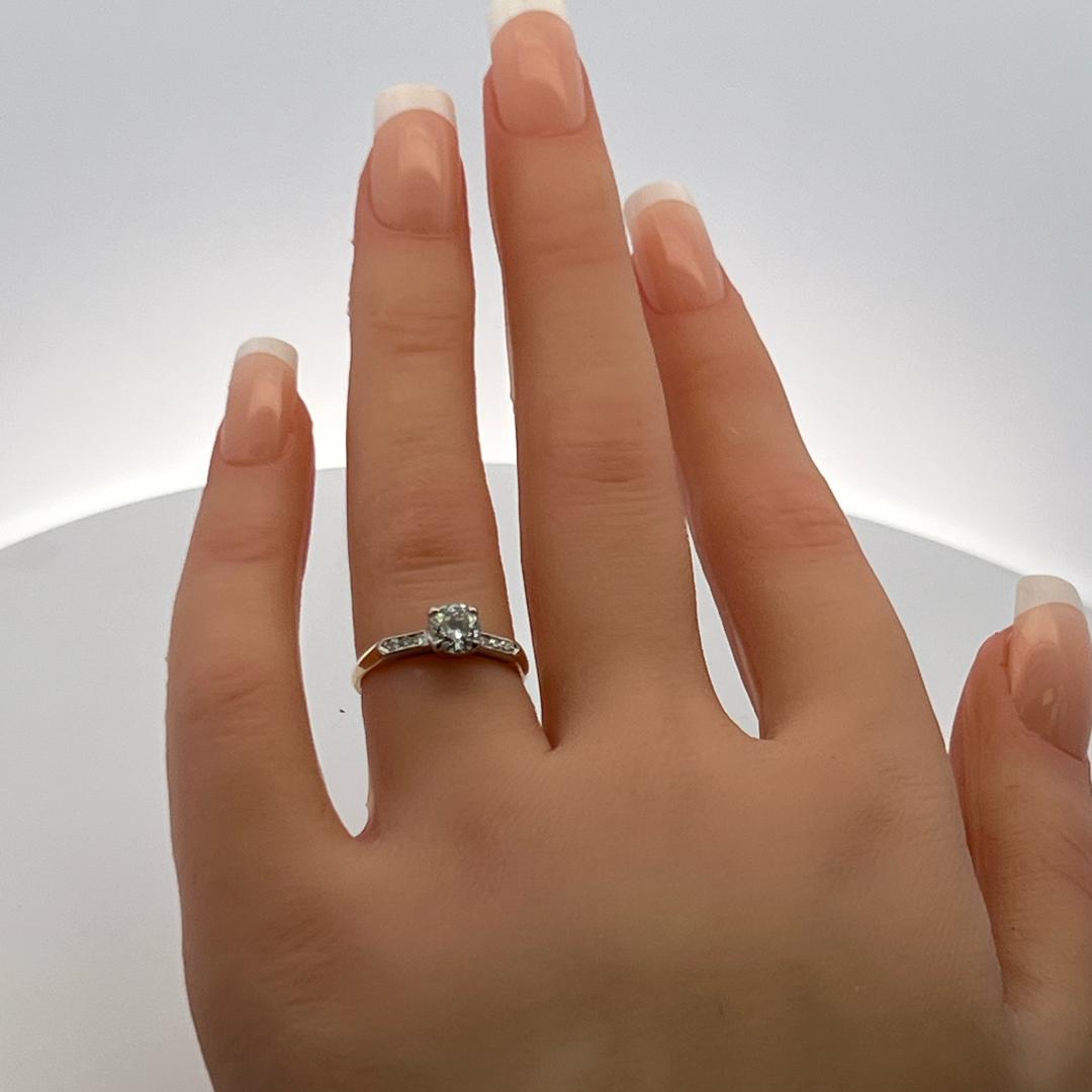 14K Two Tone Gold Engagement Ring with 0.7ct Circular & Old European Diamonds