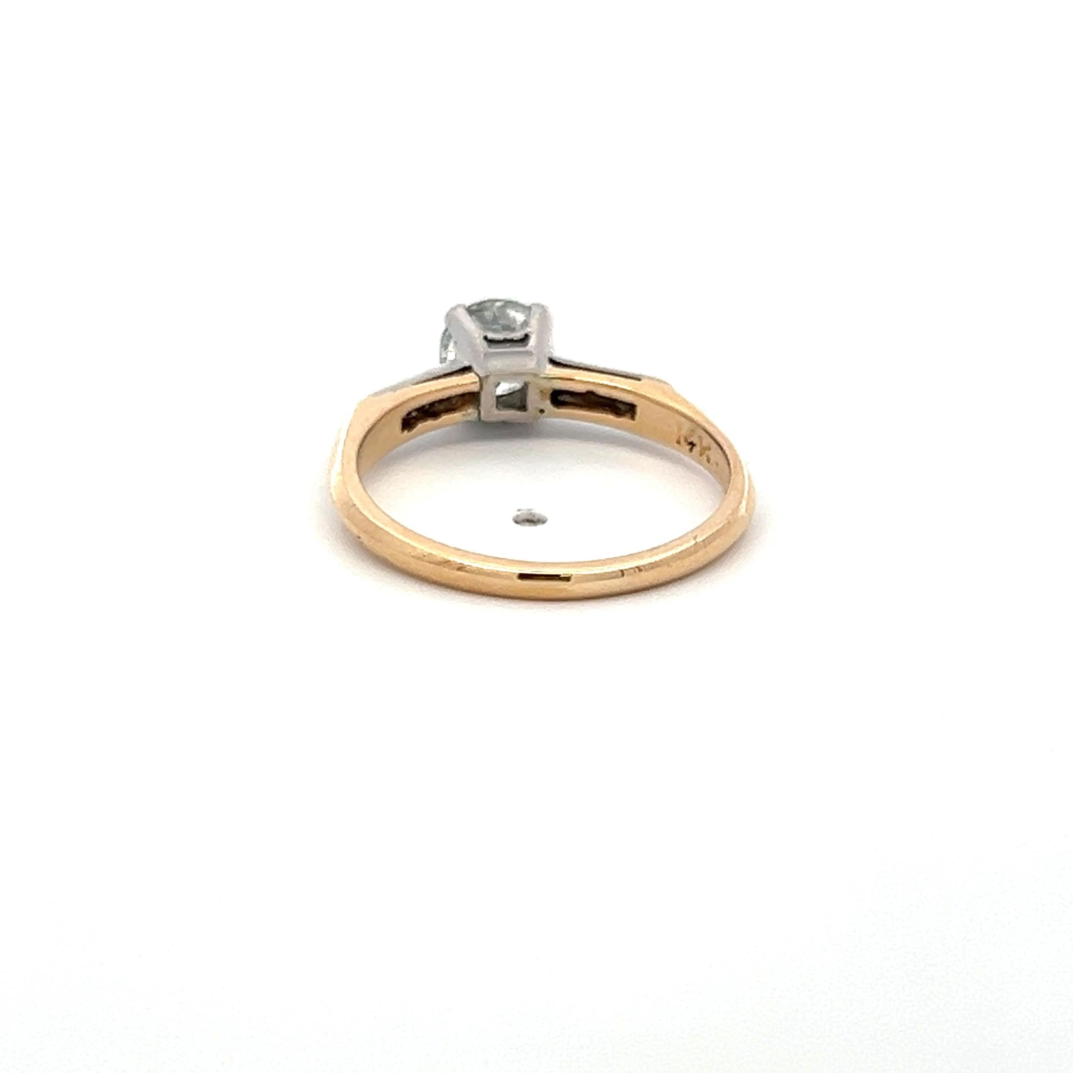 14K Two Tone Gold Engagement Ring with 0.7ct Circular & Old European Diamonds