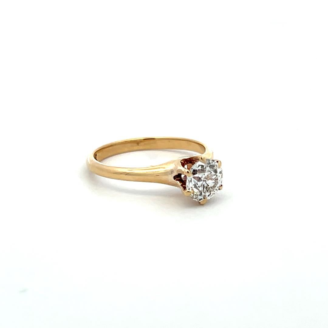 0.86 Carat Circular Brilliant Cut Diamond 14K Yellow Gold Engagement Ring