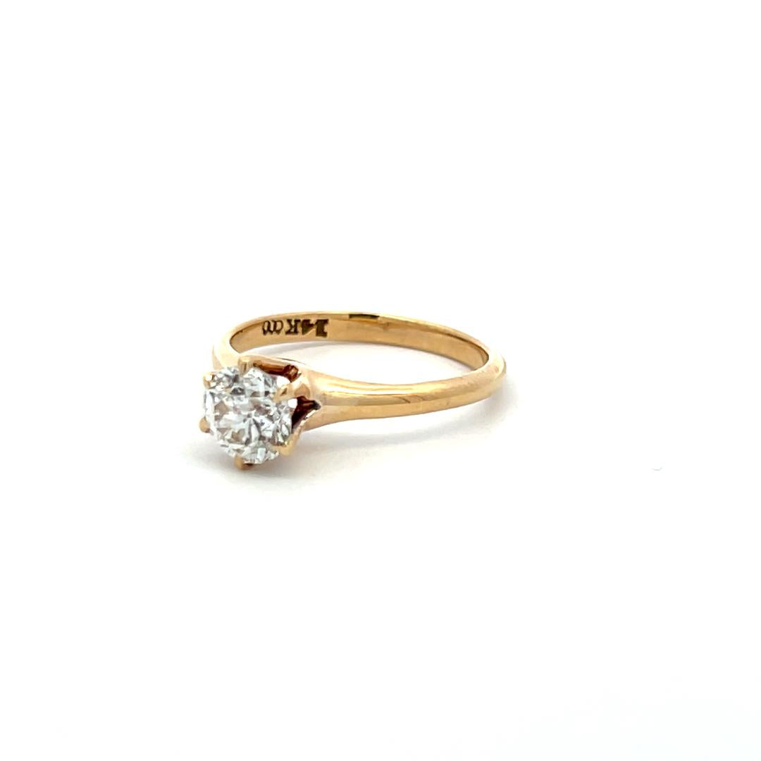 0.86 Carat Circular Brilliant Cut Diamond 14K Yellow Gold Engagement Ring
