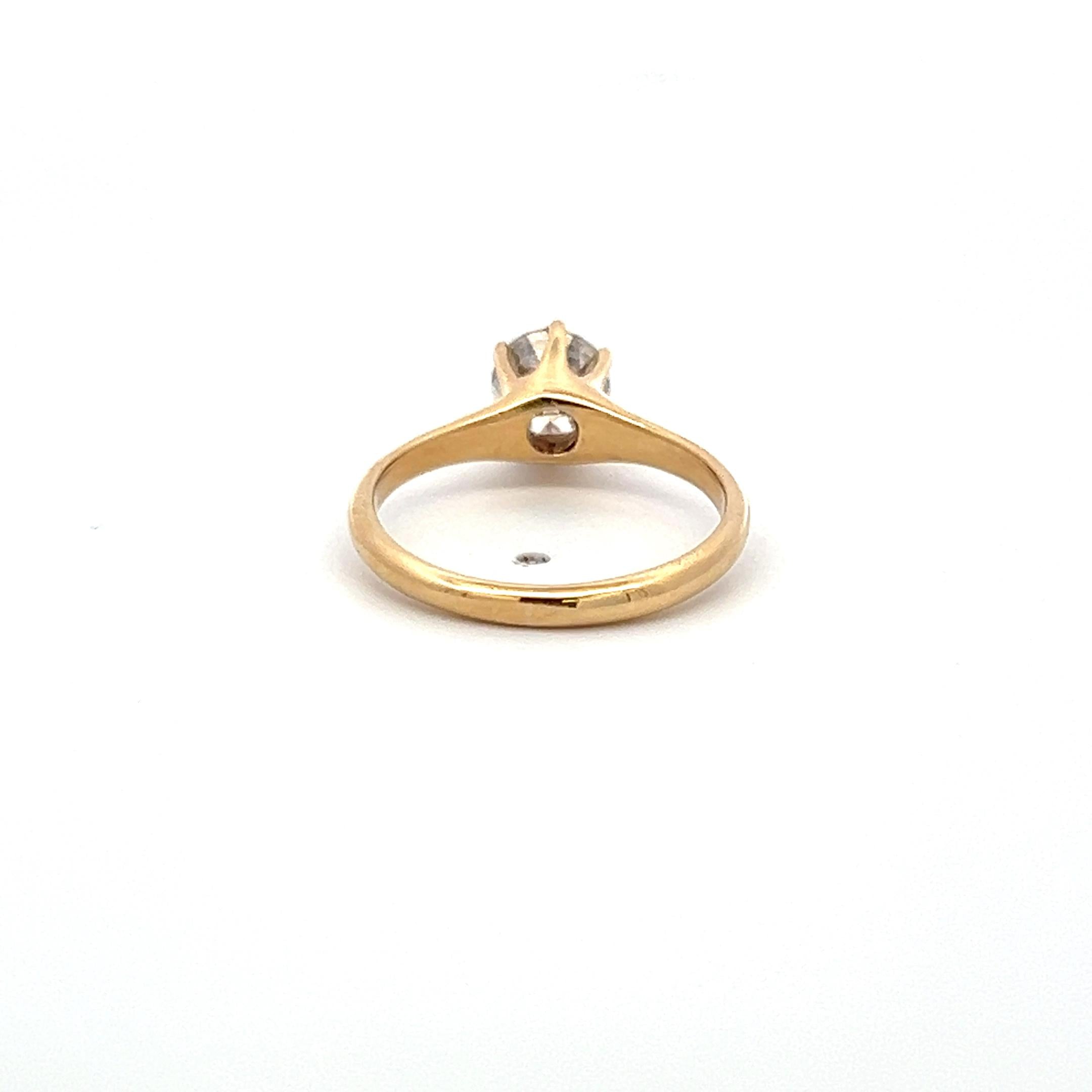 0.86 Carat Circular Brilliant Cut Diamond 14K Yellow Gold Engagement Ring