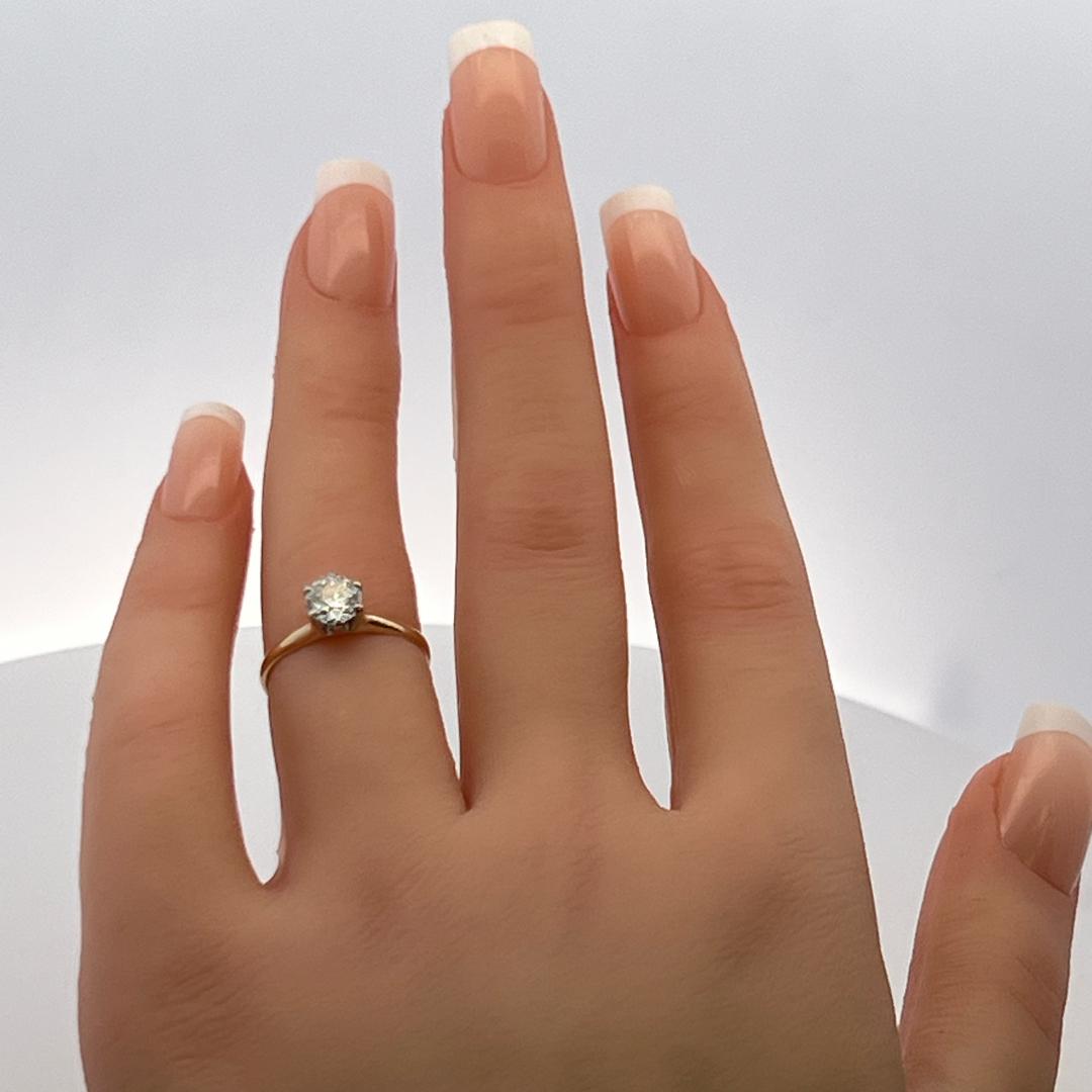 0.71 Carat Circular Brilliant Cut Diamond 14 Karat Yellow Gold Engagement Ring