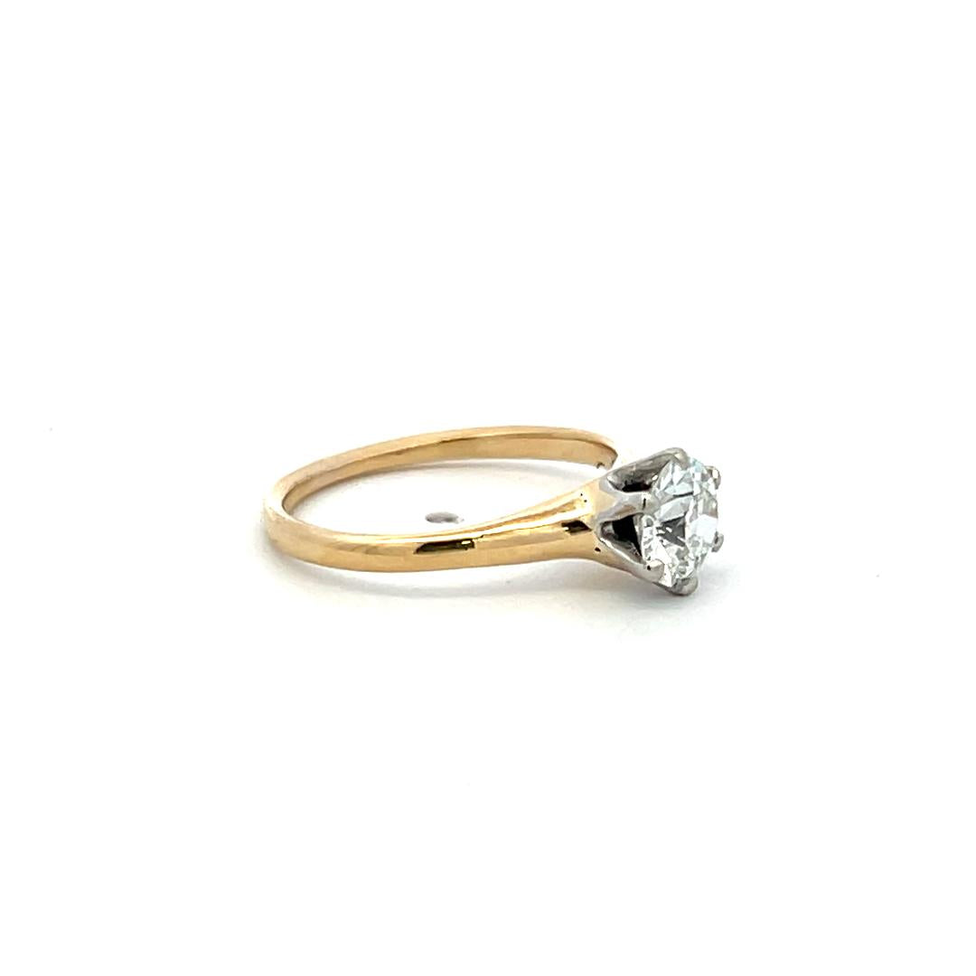0.71 Carat Circular Brilliant Cut Diamond 14 Karat Yellow Gold Engagement Ring