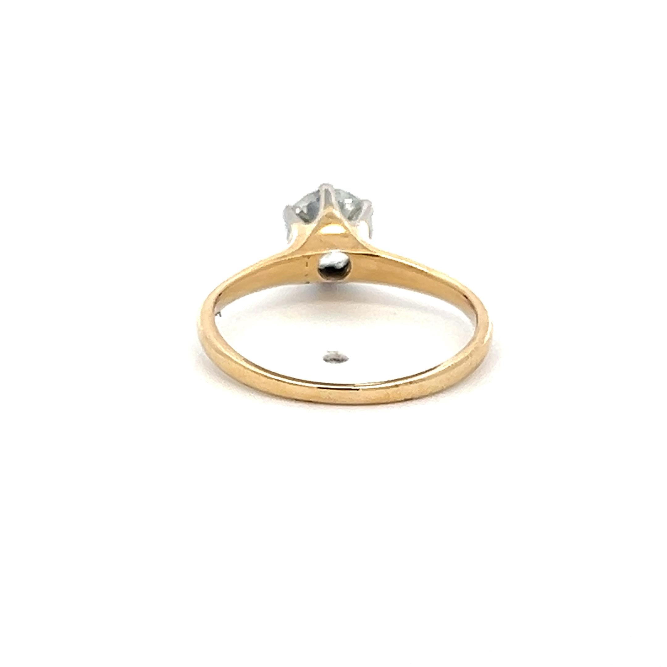 0.71 Carat Circular Brilliant Cut Diamond 14 Karat Yellow Gold Engagement Ring