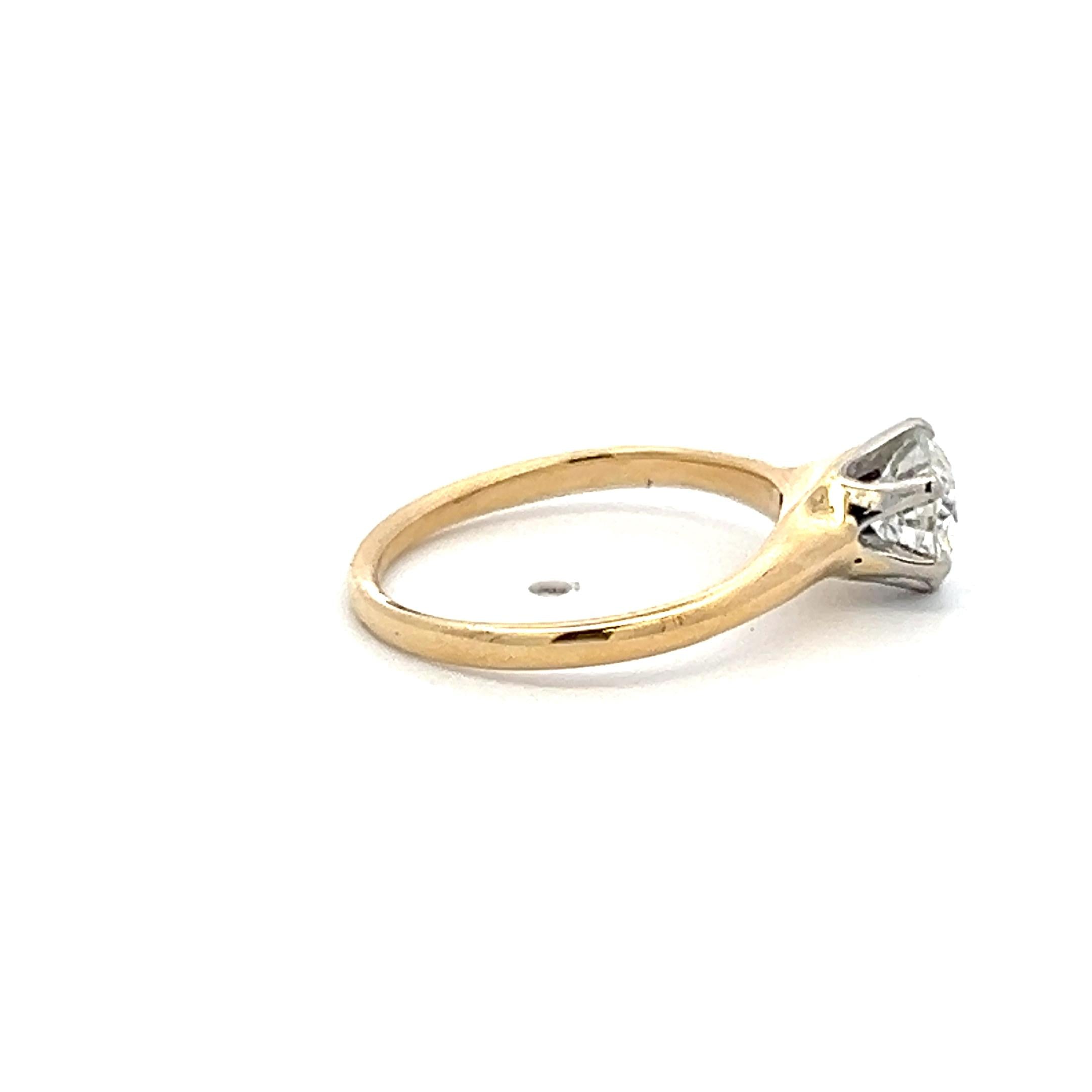 0.71 Carat Circular Brilliant Cut Diamond 14 Karat Yellow Gold Engagement Ring