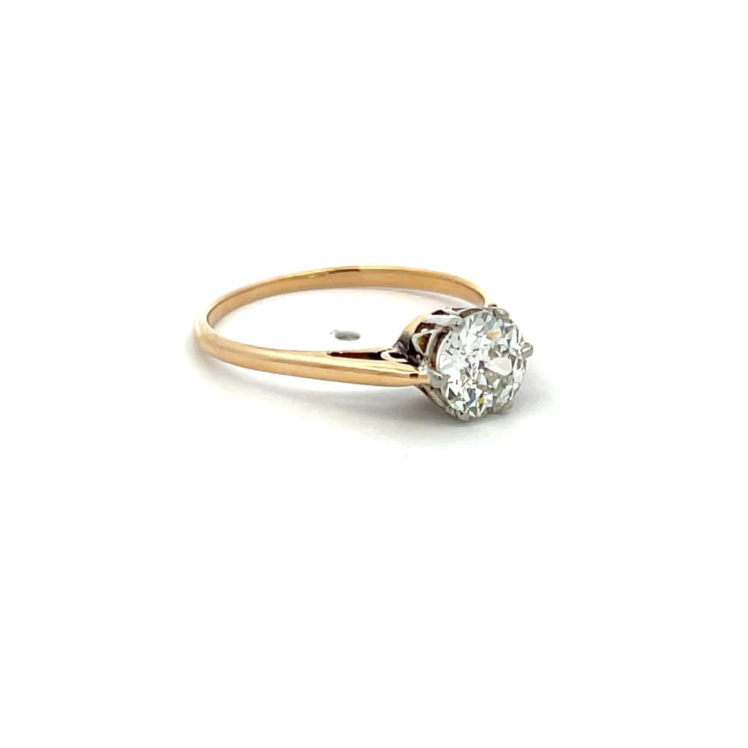 14K Yellow Gold Engagement Ring with 0.8 Carat Circular J-SI1 Diamonds Size 6
