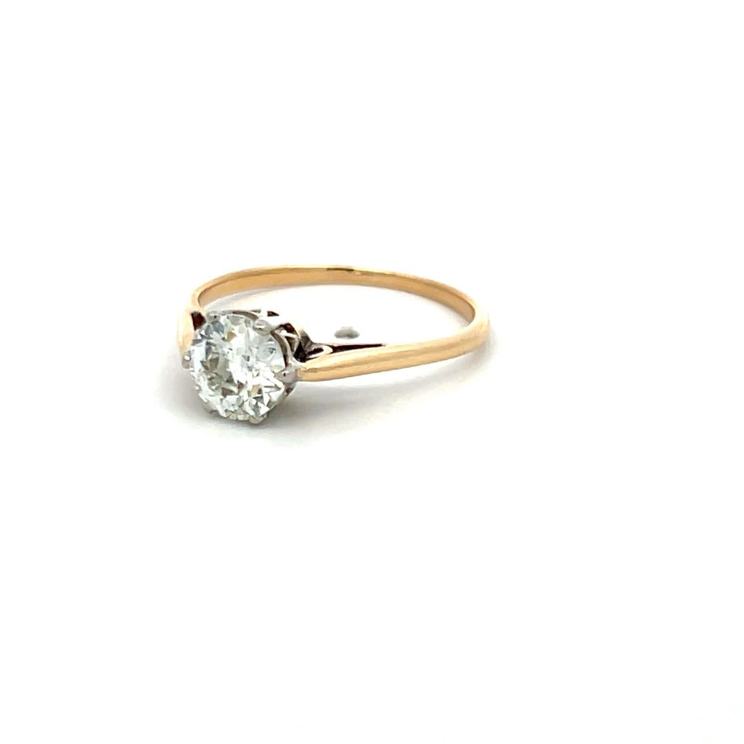 14K Yellow Gold Engagement Ring with 0.8 Carat Circular J-SI1 Diamonds Size 6